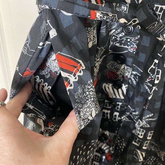 ModCloth Plus 1X Novelty Print Shirt Dress • Fit & Flare • Retro Black & Red - Picture 12 of 12